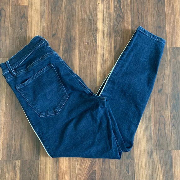 ANN TAYLOR Jeans Skinny Size 12 Dark Wash Metallic Stripe - Picture 3 of 8